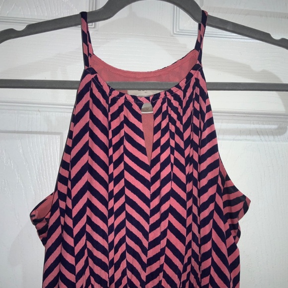 LOFT Petites chevron Stripe Maxi Dress sz SP Sleeveless halter neckline - Picture 4 of 8